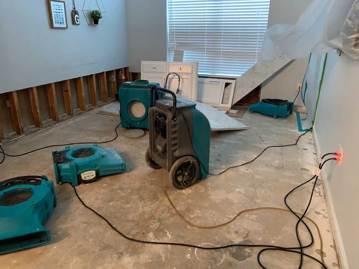 Dehumidifier in flood-cut room for Water Extraction & Removal in New Haven